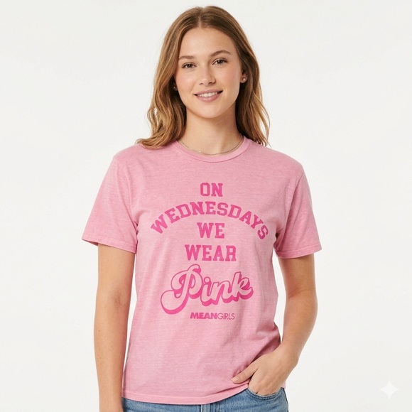 Mean Girls Tops - Mean Girls Pink Graphic T-Shirt On Wednesday We Wear Pink Size S/M 100% Cotton